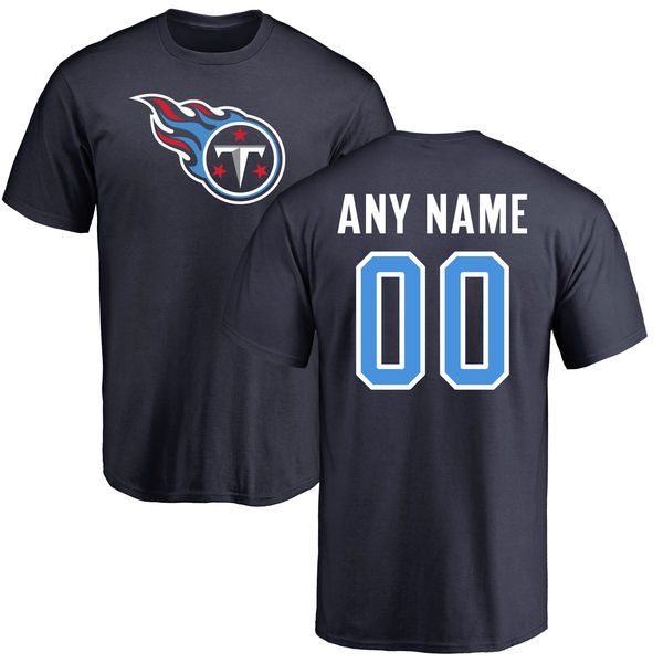 Men Tennessee Titans NFL Pro Line Navy Any Name and Number Logo Custom T-Shirt